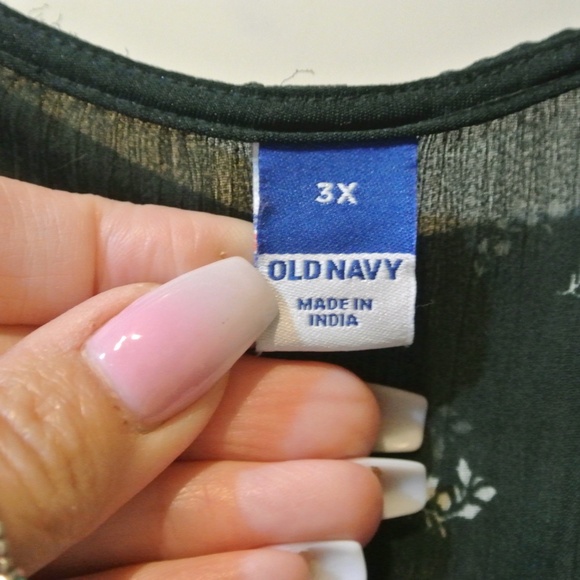 WOMENS 3X HUNTER GREEN OLD NAVY LONG SLEEVE BLOUSE - Picture 3 of 4